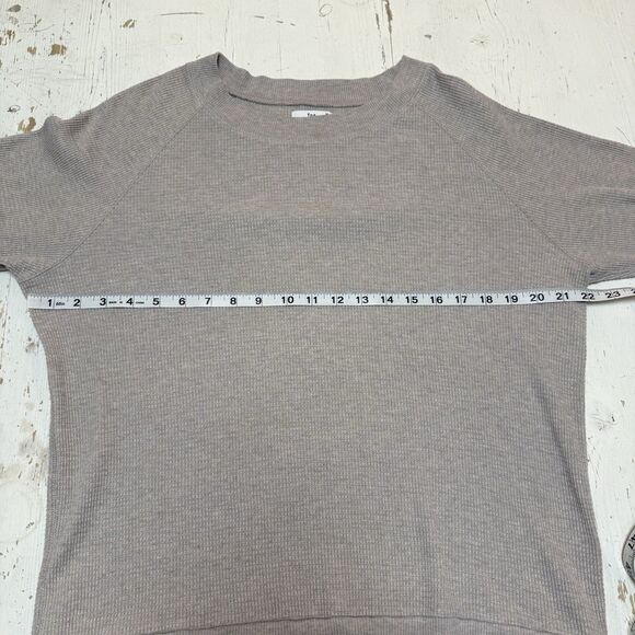 Aritzia TNA Thermal Size M Boatneck Long-sleeve Waffle Gray Knit Top Sweater - Picture 5 of 10